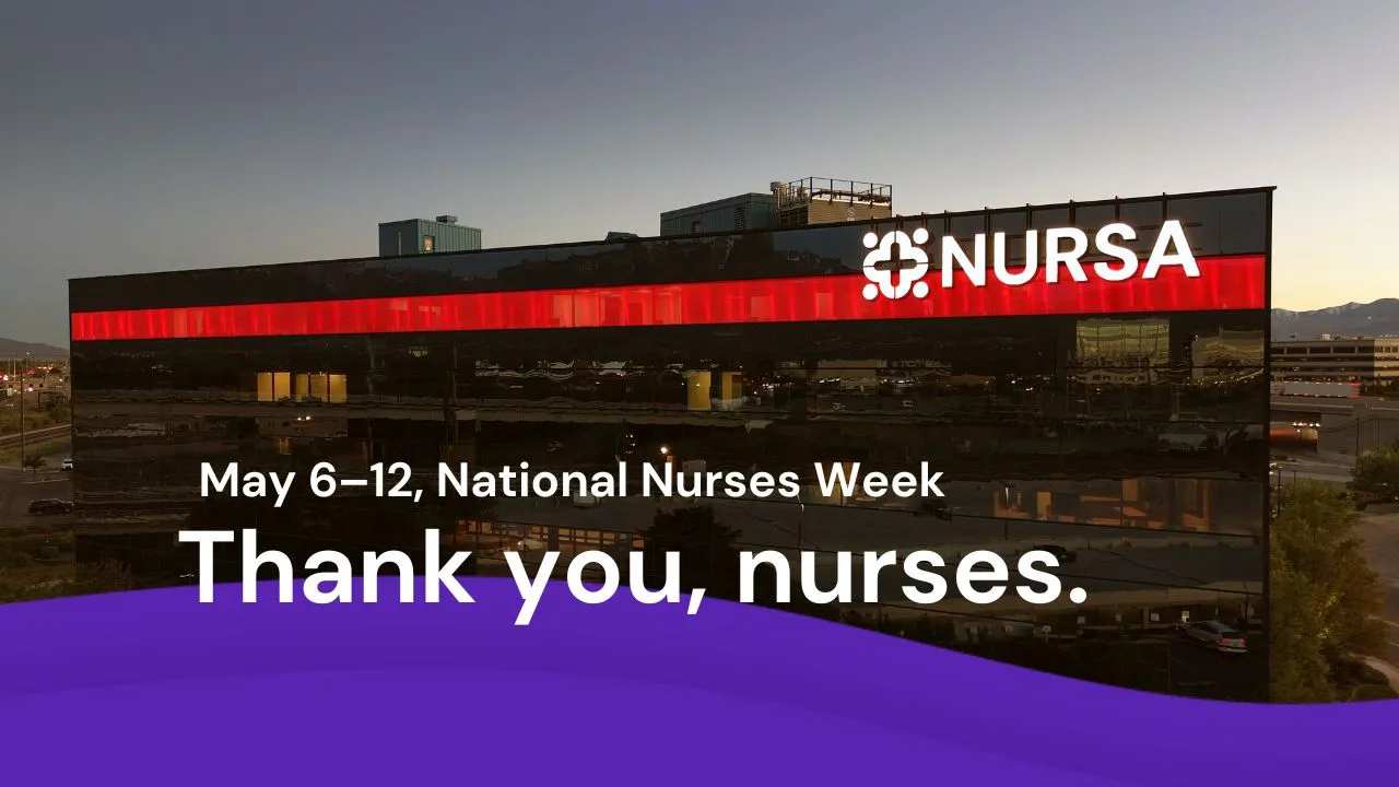 Nurse headquarters lit up with sign thank you nurses